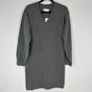 Nordstrom Gray V-Neck Knit Mini Dress